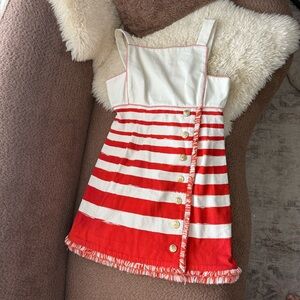 Zimmermann Postcard Boat Boatneck Mini Dress in Red Stripe